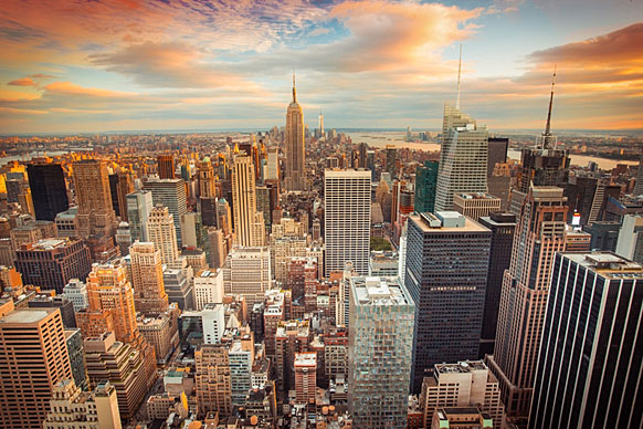 aerial view of midtown New York City