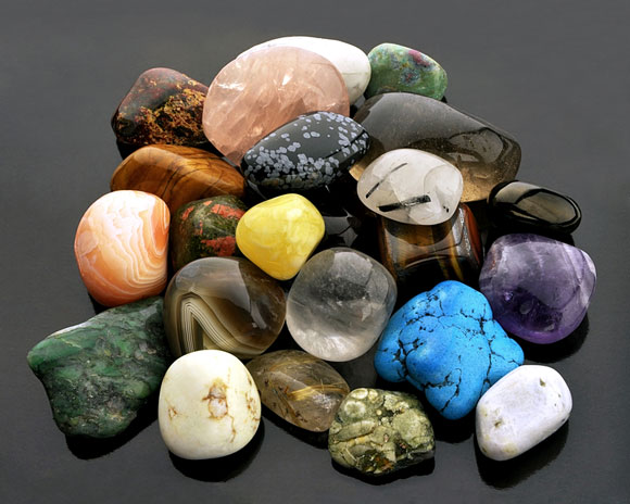 colorful polished gemstones